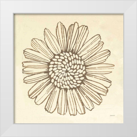 Farmhouse Sunflower White Modern Wood Framed Art Print by Lovell, Kathrine