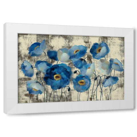 Aquamarine Floral White Modern Wood Framed Art Print by Vassileva|Silvia