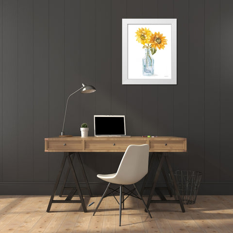 Fresh Cut Sunflowers I White Modern Wood Framed Art Print by Nai, Danhui