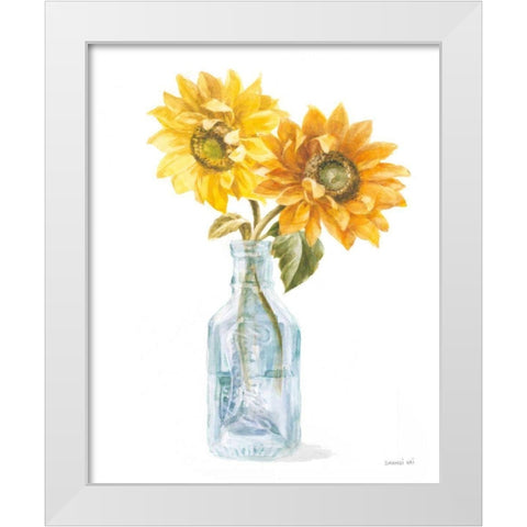 Fresh Cut Sunflowers I White Modern Wood Framed Art Print by Nai, Danhui