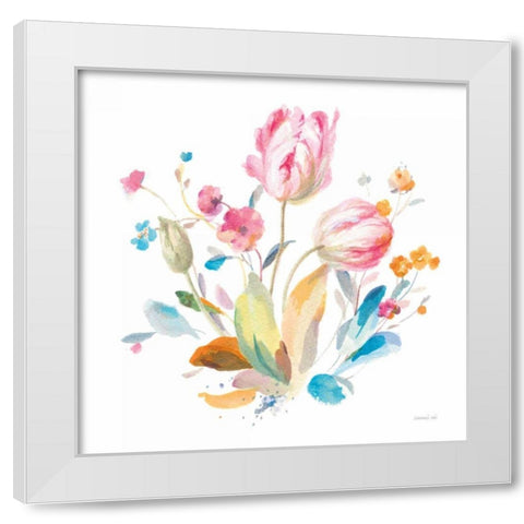 Spring Tulips I White Modern Wood Framed Art Print by Nai, Danhui