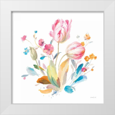 Spring Tulips I White Modern Wood Framed Art Print by Nai, Danhui