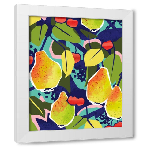 Cherry Berry Pear White Modern Wood Framed Art Print by Gallagher, Megan