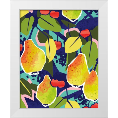 Cherry Berry Pear White Modern Wood Framed Art Print by Gallagher, Megan