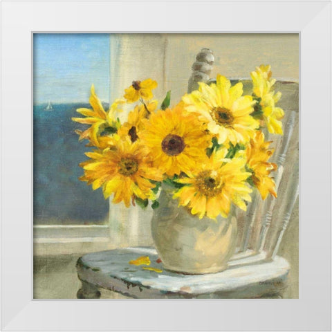 Sunflowers by the Sea Crop Light White Modern Wood Framed Art Print by Nai, Danhui