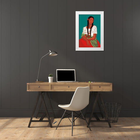 Mexican Woman I White Modern Wood Framed Art Print by Escalante, Omar