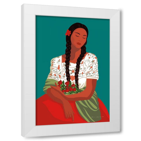 Mexican Woman I White Modern Wood Framed Art Print by Escalante, Omar