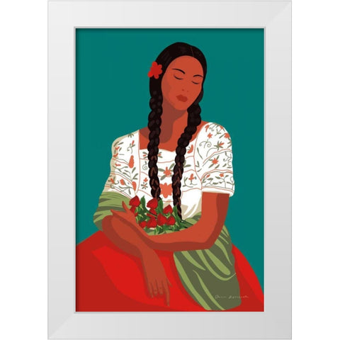 Mexican Woman I White Modern Wood Framed Art Print by Escalante, Omar