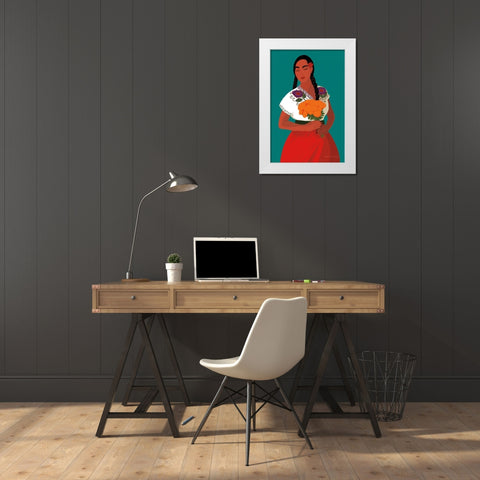 Mexican Woman II White Modern Wood Framed Art Print by Escalante, Omar