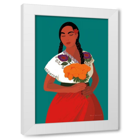 Mexican Woman II White Modern Wood Framed Art Print by Escalante, Omar