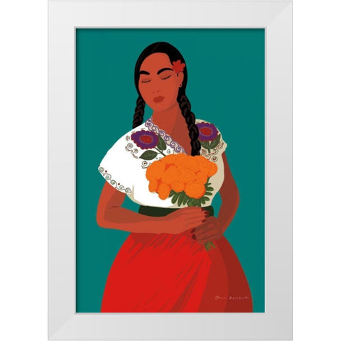 Mexican Woman II White Modern Wood Framed Art Print by Escalante, Omar
