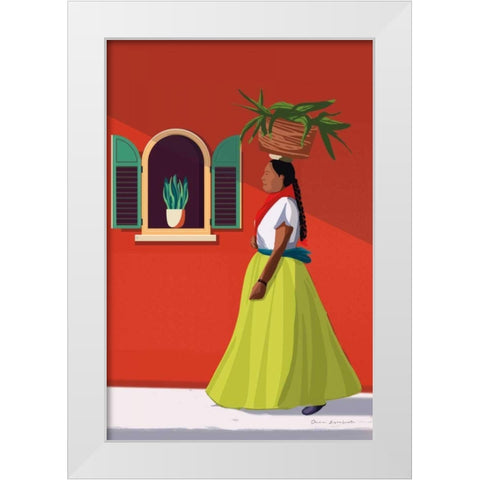 Market Day Woman White Modern Wood Framed Art Print by Escalante, Omar
