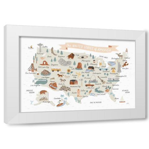 Around the World II White Modern Wood Framed Art Print by Marshall, Laura