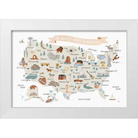 Around the World II White Modern Wood Framed Art Print by Marshall, Laura