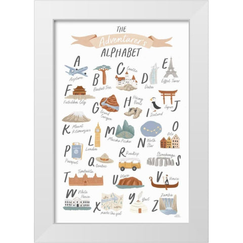 Around the World III White Modern Wood Framed Art Print by Marshall, Laura