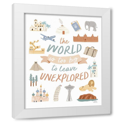 Around the World V White Modern Wood Framed Art Print by Marshall, Laura