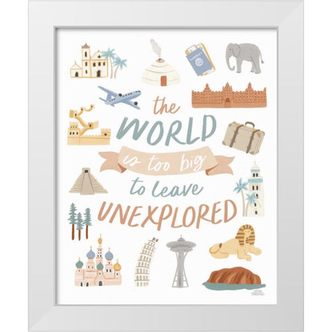 Around the World V White Modern Wood Framed Art Print by Marshall, Laura