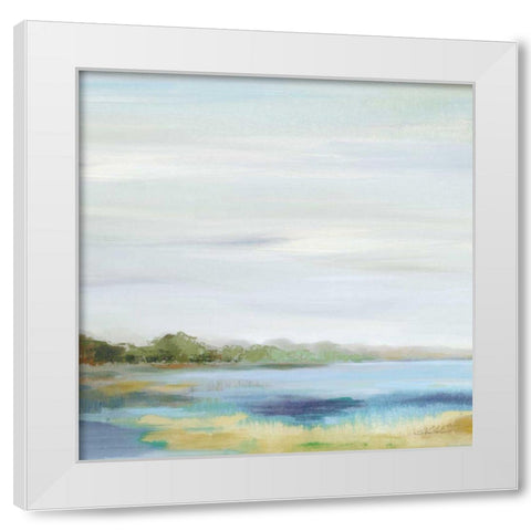 Emerald Lagoon Sq Light White Modern Wood Framed Art Print by Vassileva, Silvia