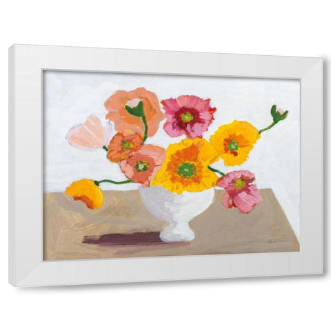 Sorbet Poppies I White Modern Wood Framed Art Print by Munger, Pamela