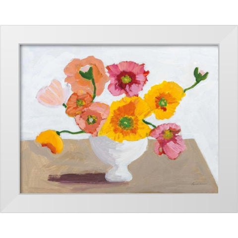 Sorbet Poppies I White Modern Wood Framed Art Print by Munger, Pamela