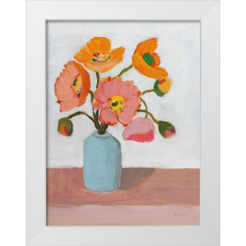 Sorbet Poppies II White Modern Wood Framed Art Print by Munger, Pamela