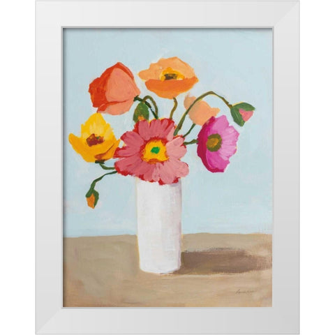 Sorbet Poppies III White Modern Wood Framed Art Print by Munger, Pamela