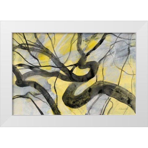 Twisted White Modern Wood Framed Art Print by Hristova, Albena