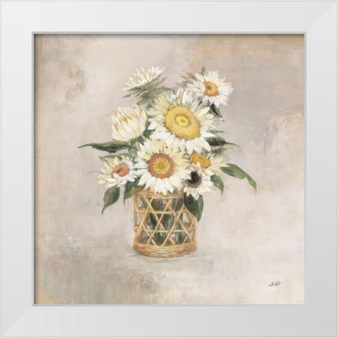 Sunflowers in Rattan White Modern Wood Framed Art Print by Purinton, Julia