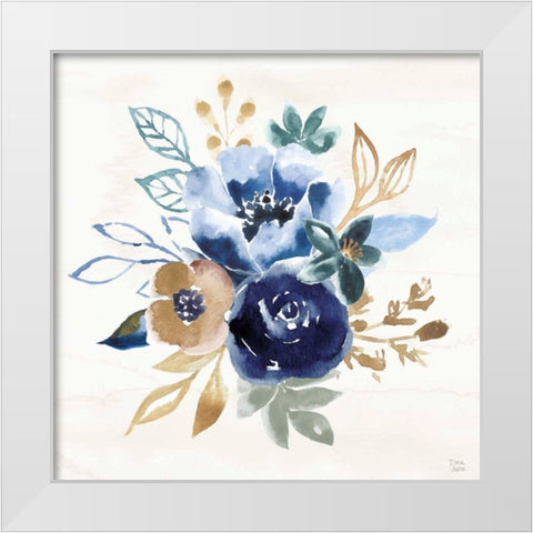 Indigo Splash IX White Modern Wood Framed Art Print by June, Dina