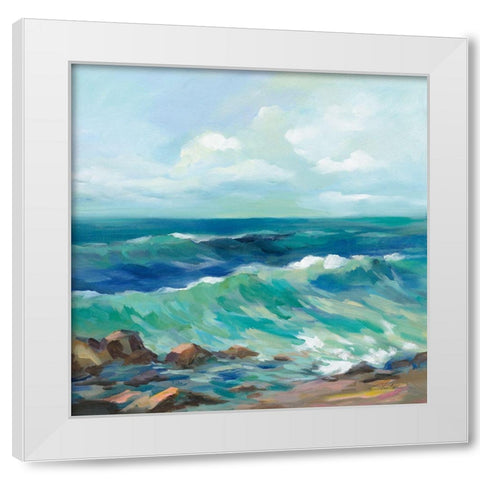 Rocky Beach White Modern Wood Framed Art Print by Vassileva, Silvia
