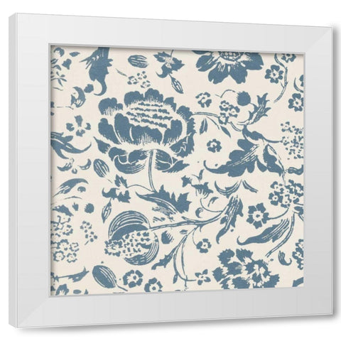 Floral Toile I White Modern Wood Framed Art Print by Wild Apple Portfolio