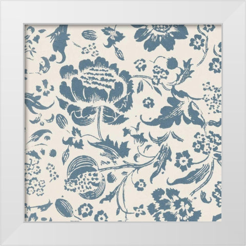 Floral Toile I White Modern Wood Framed Art Print by Wild Apple Portfolio