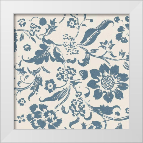 Floral Toile II White Modern Wood Framed Art Print by Wild Apple Portfolio