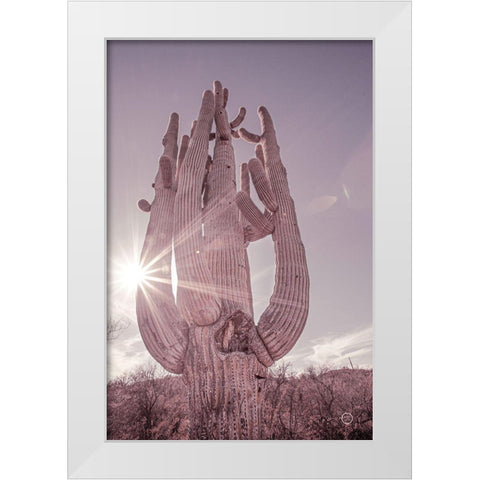 Dusty Desert Saguaro White Modern Wood Framed Art Print by Larson, Nathan