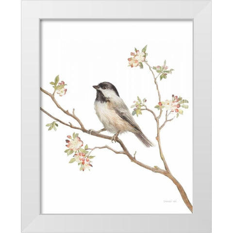 Black Capped Chickadee v2 on White White Modern Wood Framed Art Print by Nai, Danhui