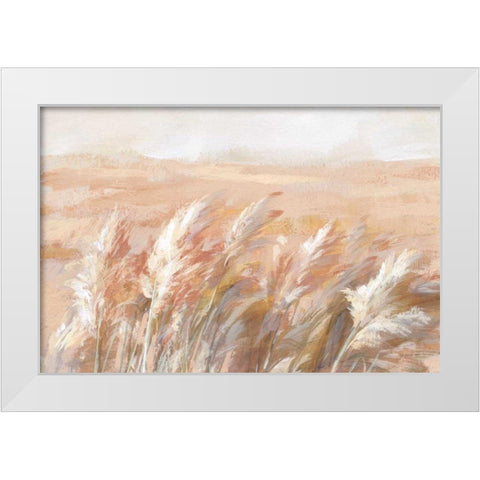 Terracotta Prairie Grasses White Modern Wood Framed Art Print by Nai, Danhui