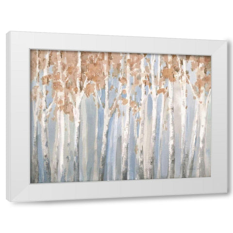 Fall Birches White Modern Wood Framed Art Print by Nai, Danhui