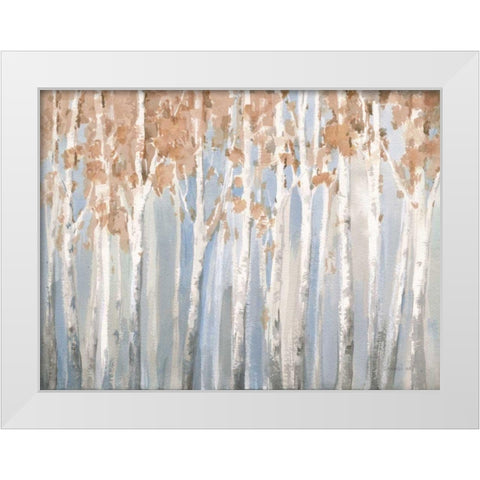 Fall Birches White Modern Wood Framed Art Print by Nai, Danhui