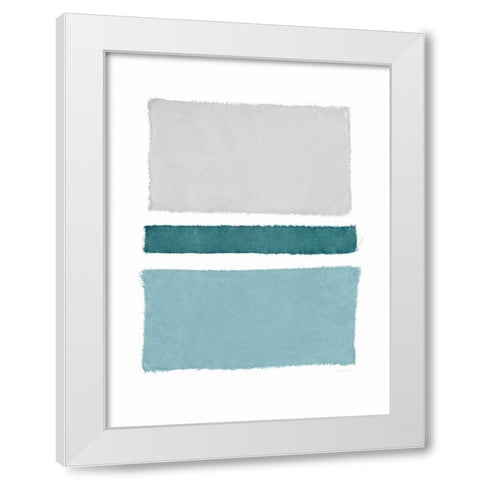 Painted Weaving V Blue Green White Modern Wood Framed Art Print by Rhue, Piper
