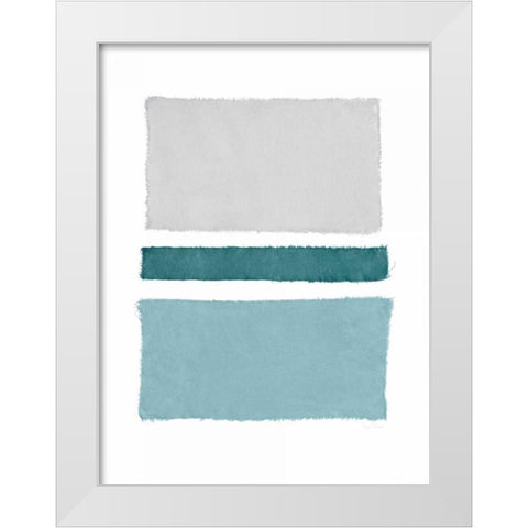 Painted Weaving V Blue Green White Modern Wood Framed Art Print by Rhue, Piper