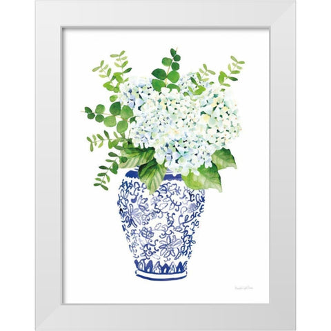 Chinoiserie Hydrangea I White Modern Wood Framed Art Print by Charro, Mercedes Lopez