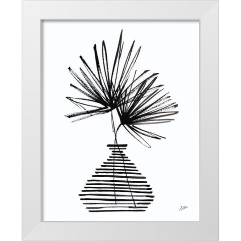 Fan Leaves Still Life Black White Modern Wood Framed Art Print by Panganiban, Karyn