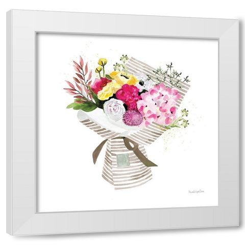 Bloom with Grace White Modern Wood Framed Art Print by Charro, Mercedes Lopez