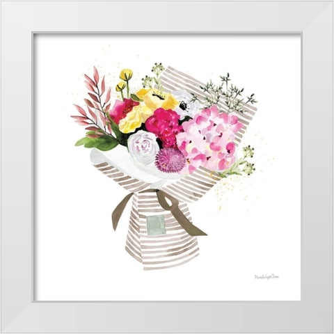 Bloom with Grace White Modern Wood Framed Art Print by Charro, Mercedes Lopez
