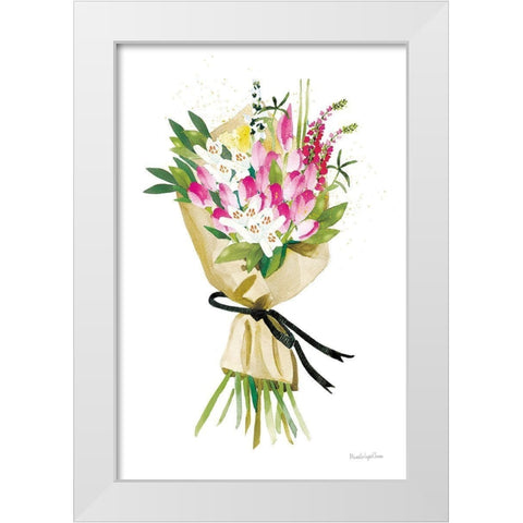 Spring Bouquet White Modern Wood Framed Art Print by Charro, Mercedes Lopez