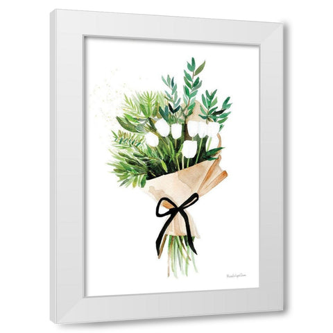 White Tulips White Modern Wood Framed Art Print by Charro, Mercedes Lopez