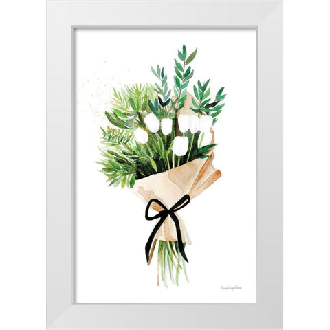 White Tulips White Modern Wood Framed Art Print by Charro, Mercedes Lopez