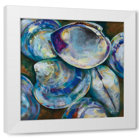 Shell Shuffle White Modern Wood Framed Art Print by Vertentes, Jeanette