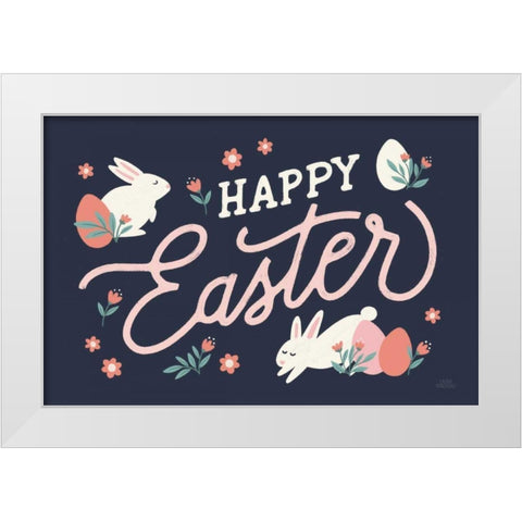 Bunny Kisses I White Modern Wood Framed Art Print by Marshall, Laura