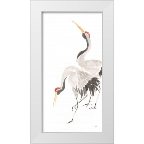 Scroll Crane IV White Modern Wood Framed Art Print by Paschke, Chris